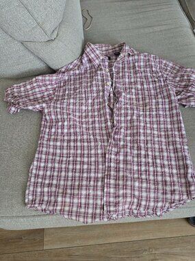 Puritan Men's Plaid Shirt 100% cotton Size Medium 38/40 Short Sleeve
